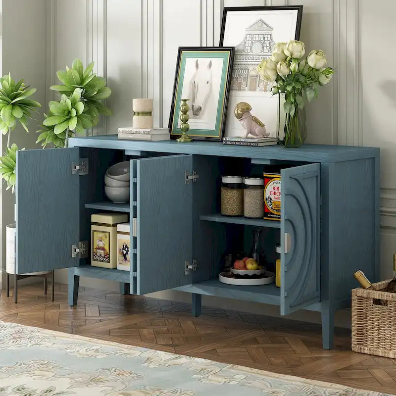 Retro Sideboard with Metal Handles & Adjustable Shelves