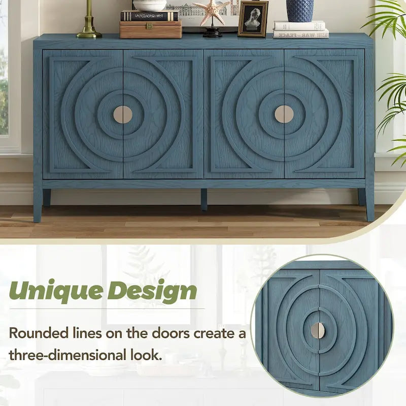 Retro Sideboard with Metal Handles & Adjustable Shelves