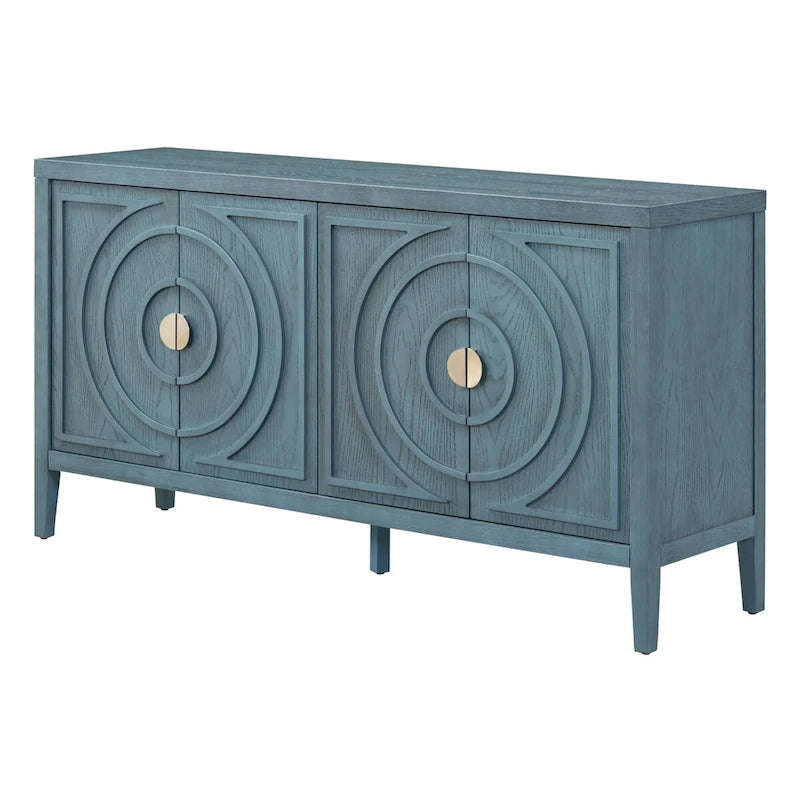Retro Sideboard with Metal Handles & Adjustable Shelves