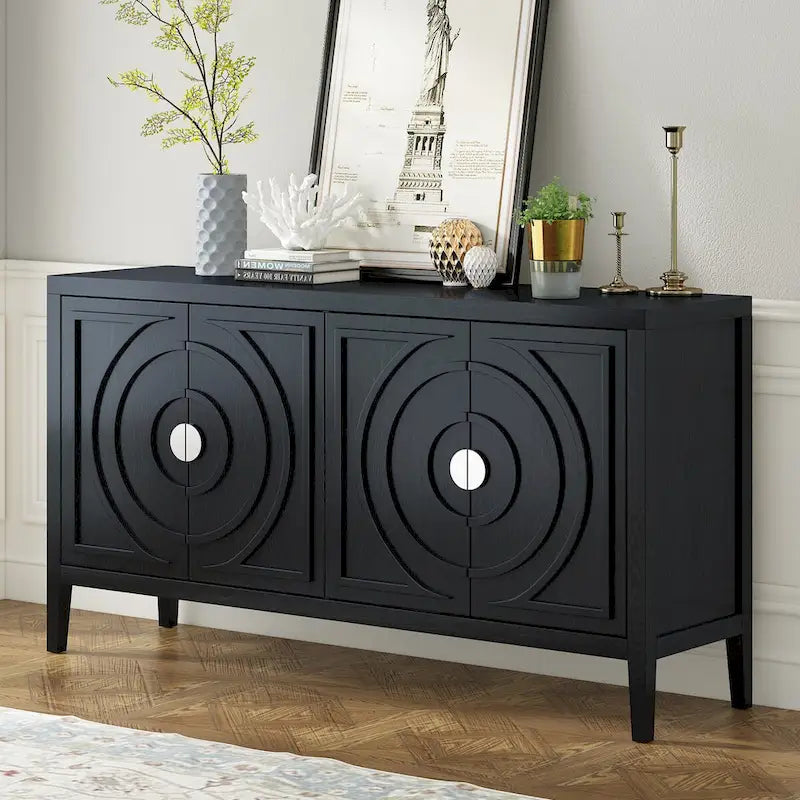 Retro Sideboard with Metal Handles & Adjustable Shelves