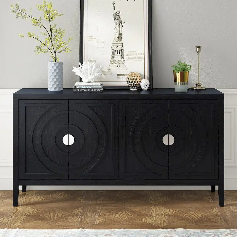 Retro Sideboard with Metal Handles & Adjustable Shelves