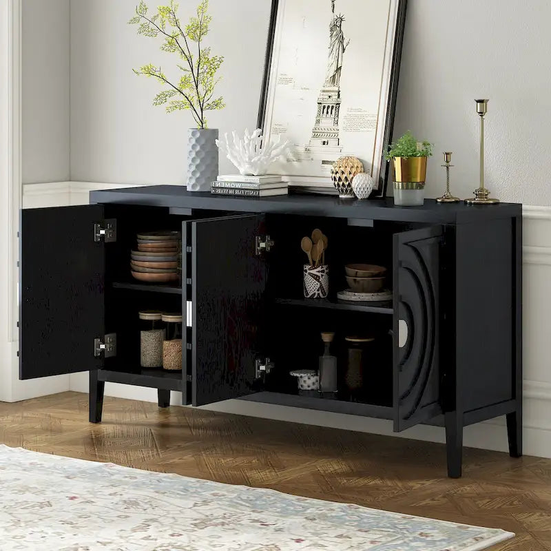 Retro Sideboard with Metal Handles & Adjustable Shelves
