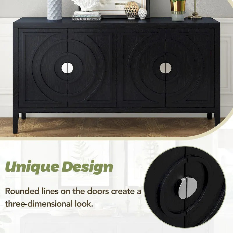Retro Sideboard with Metal Handles & Adjustable Shelves