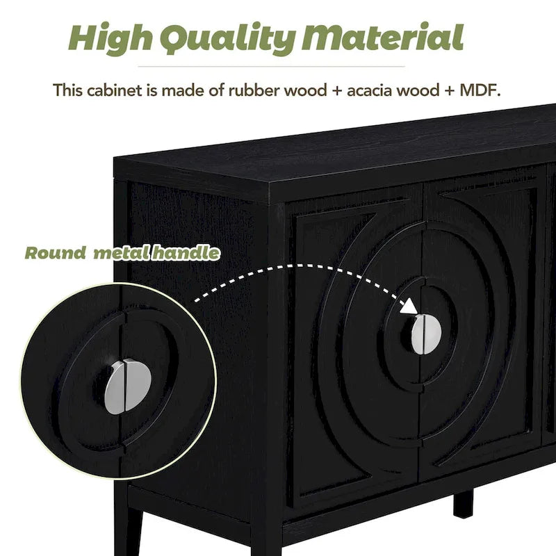 Retro Sideboard with Metal Handles & Adjustable Shelves