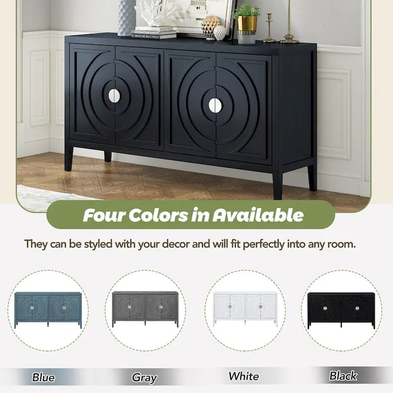 Retro Sideboard with Metal Handles & Adjustable Shelves