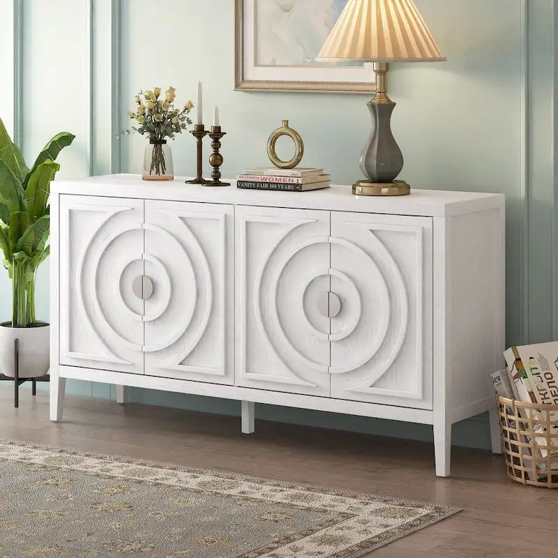 Retro Sideboard with Metal Handles & Adjustable Shelves