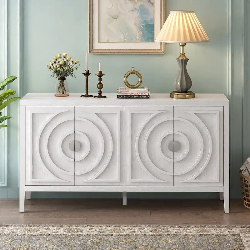 Retro Sideboard with Metal Handles & Adjustable Shelves
