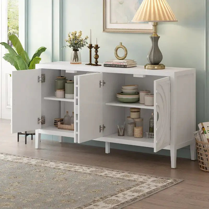 Retro Sideboard with Metal Handles & Adjustable Shelves