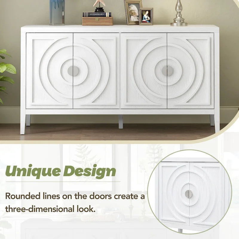 Retro Sideboard with Metal Handles & Adjustable Shelves