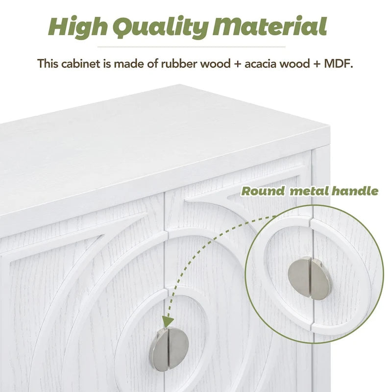 Retro Sideboard with Metal Handles & Adjustable Shelves