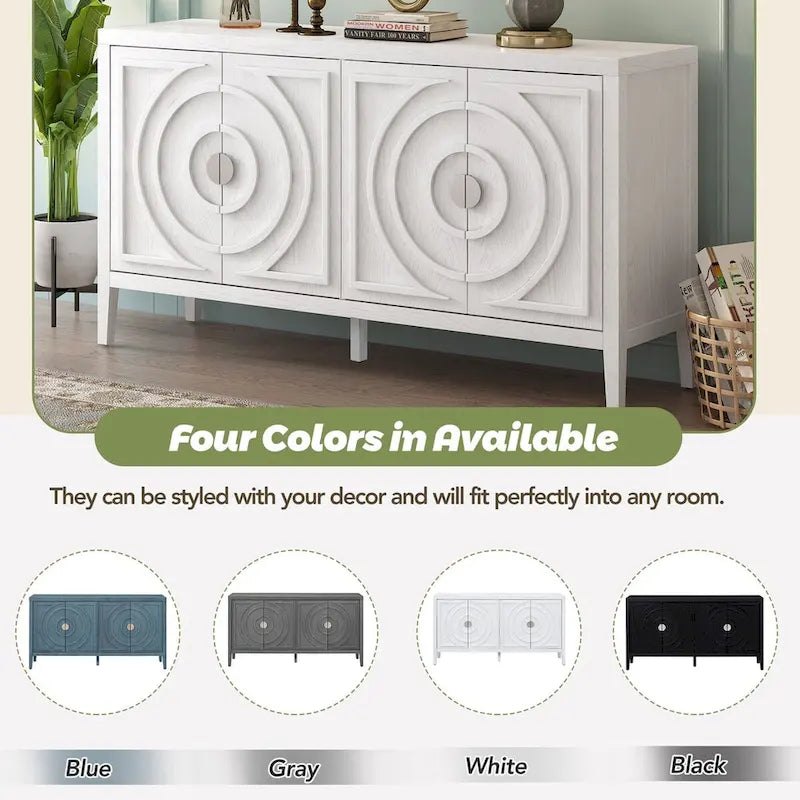 Retro Sideboard with Metal Handles & Adjustable Shelves