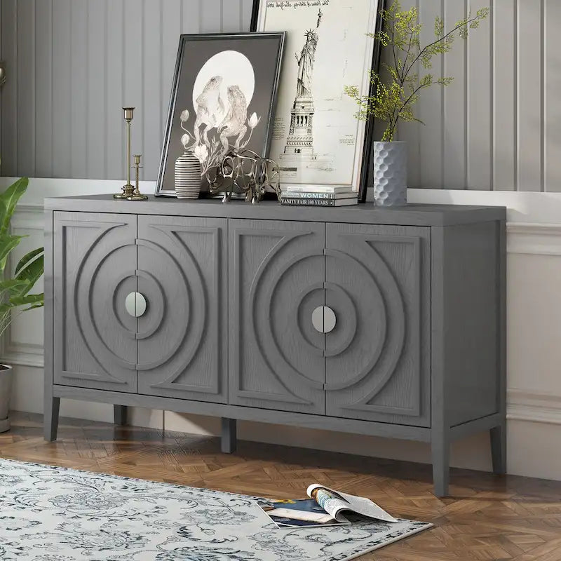 Retro Sideboard with Metal Handles & Adjustable Shelves