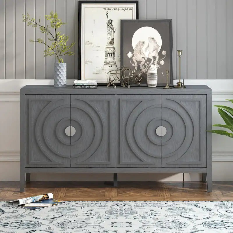 Retro Sideboard with Metal Handles & Adjustable Shelves