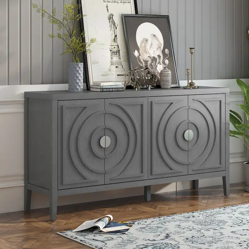 Retro Sideboard with Metal Handles & Adjustable Shelves