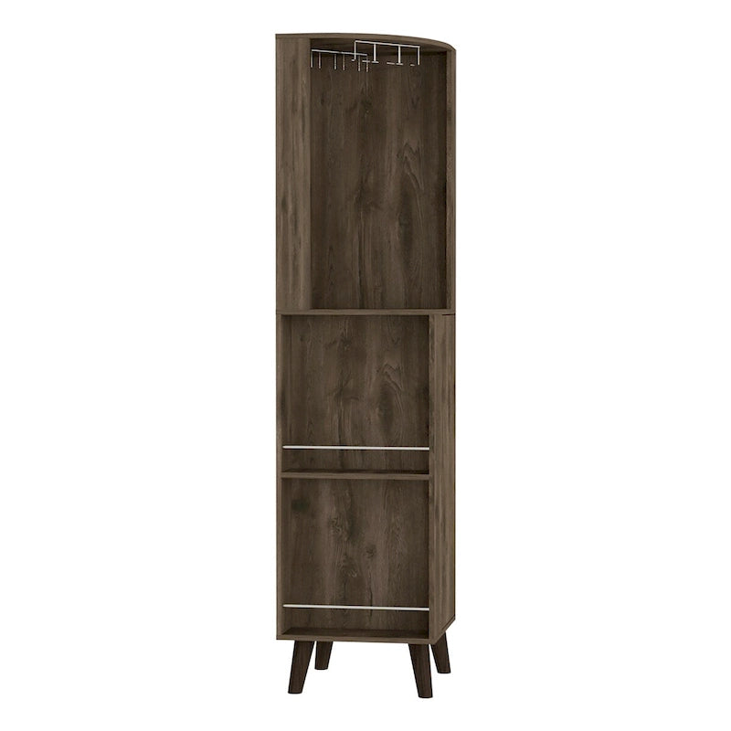 Corner Bar Cabinet for Kitchen, Dining Room & Living Room, Dark Brown