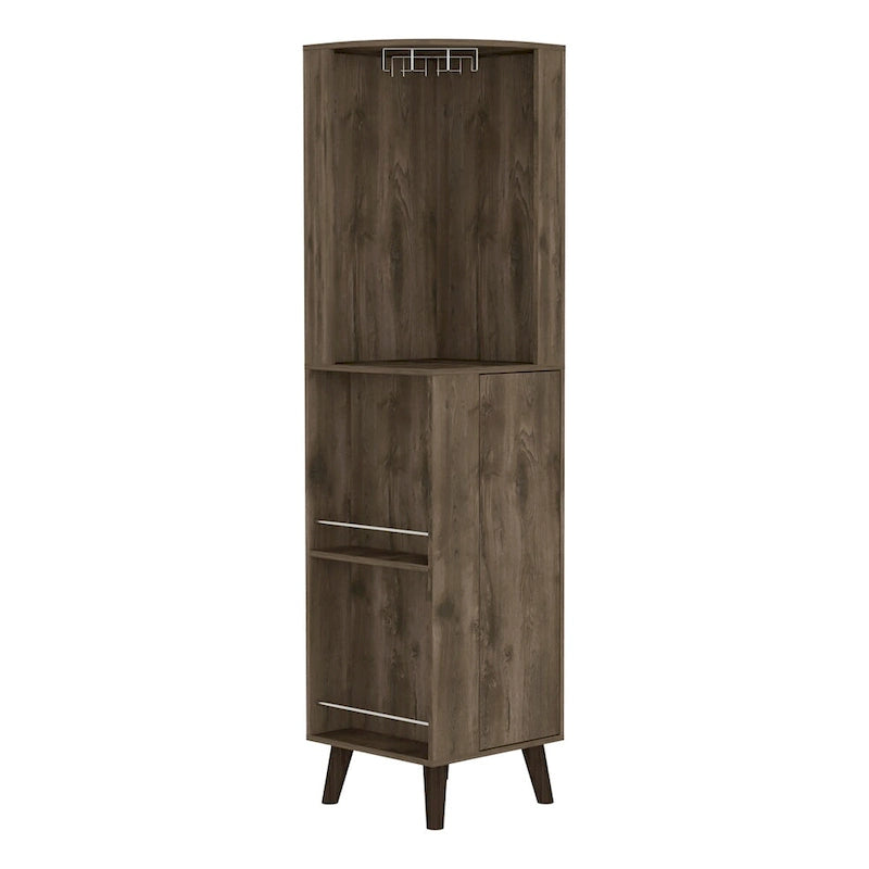 Corner Bar Cabinet for Kitchen, Dining Room & Living Room, Dark Brown