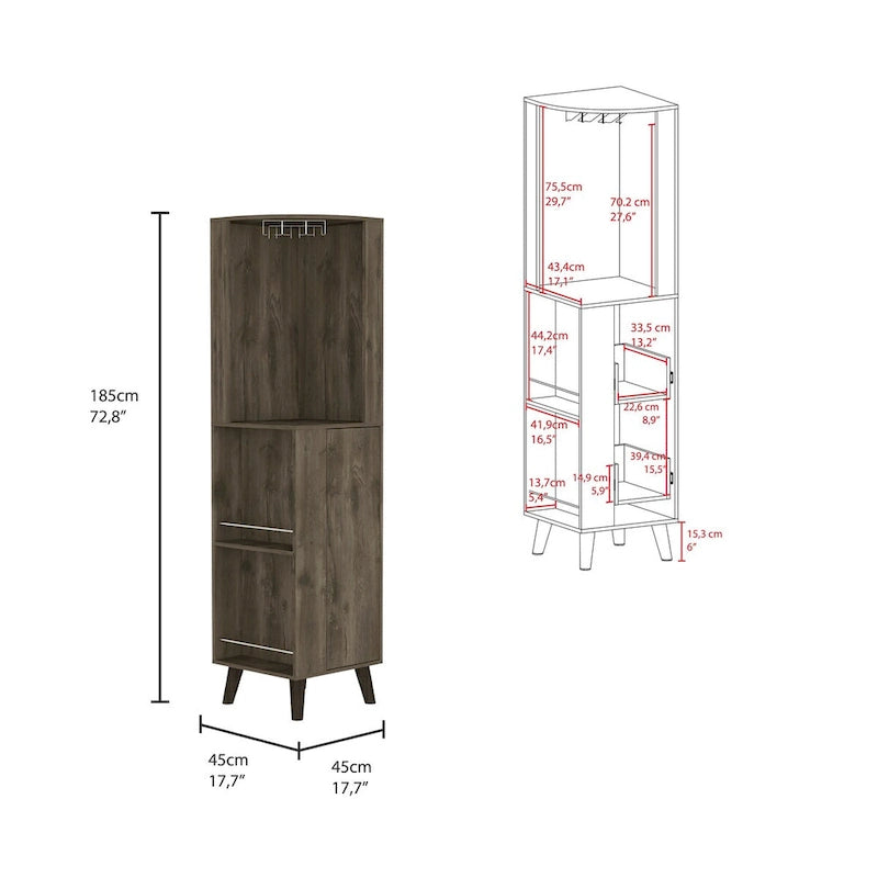 Corner Bar Cabinet for Kitchen, Dining Room & Living Room, Dark Brown