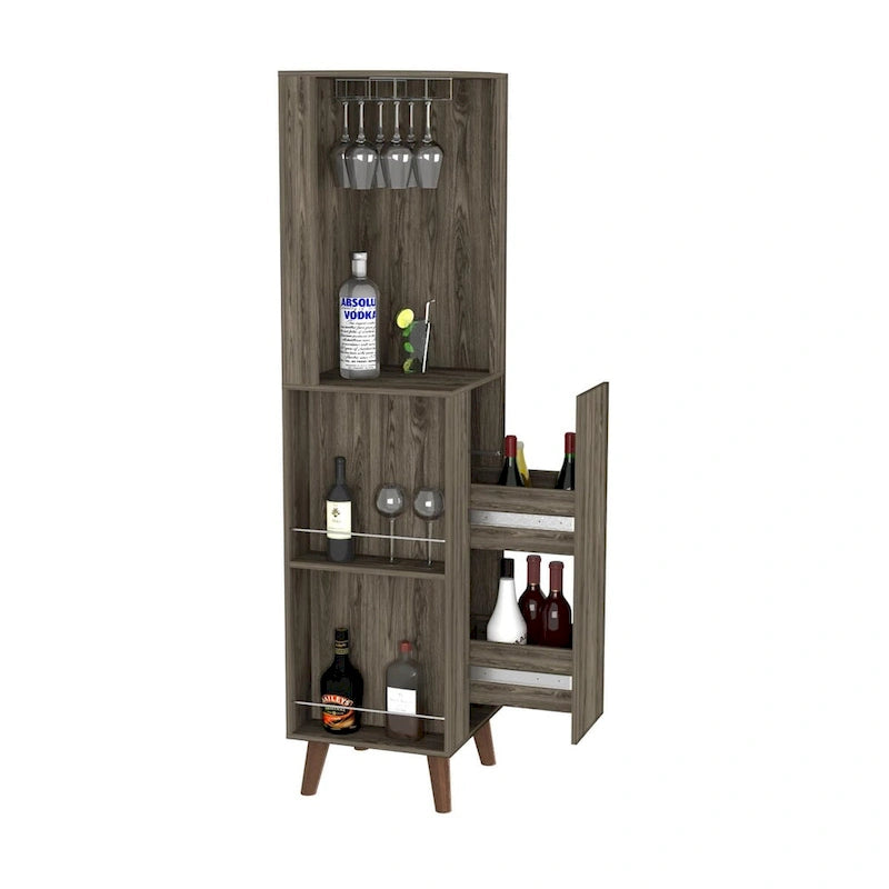 Corner Bar Cabinet for Kitchen, Dining Room & Living Room, Dark Brown