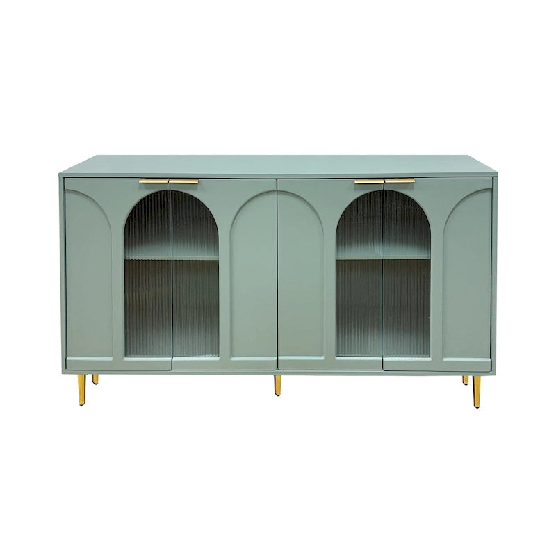 60" Wooden Cabinet with 4 Glass Doors Sideboard Buffet Server Cabinet