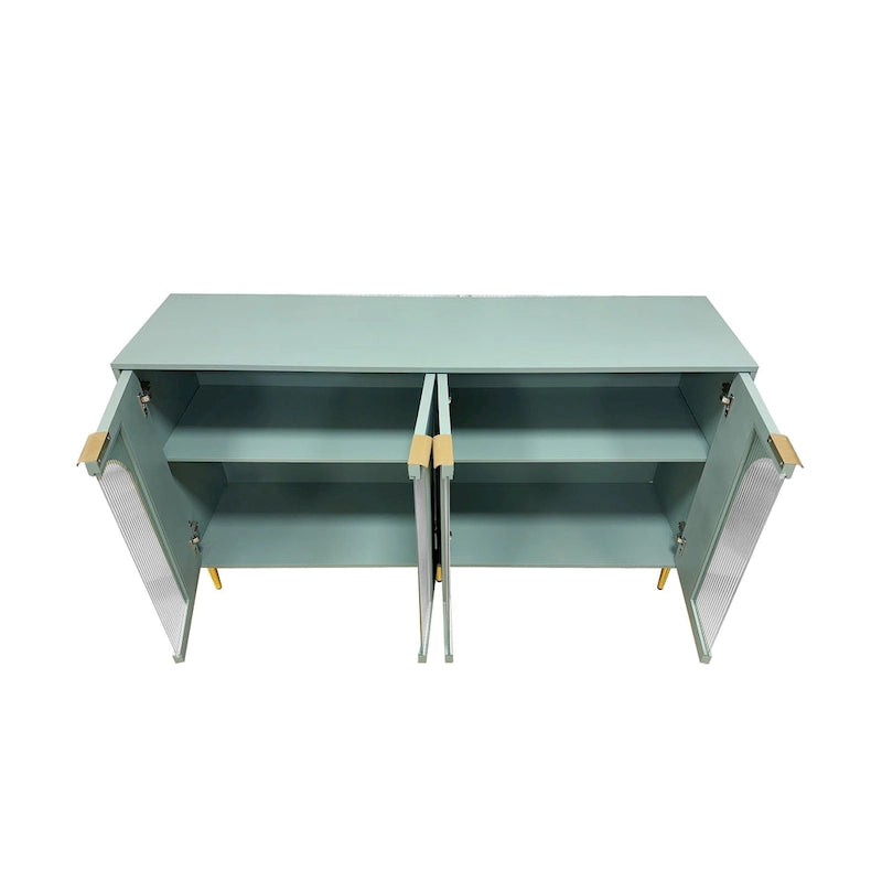 60" Wooden Cabinet with 4 Glass Doors Sideboard Buffet Server Cabinet