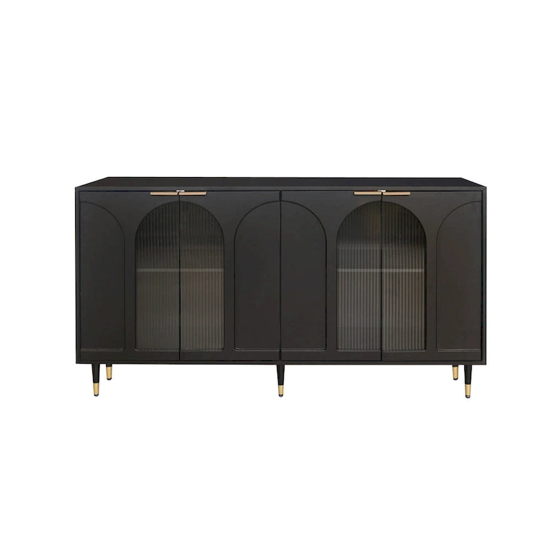 60" Wooden Cabinet with 4 Glass Doors Sideboard Buffet Server Cabinet