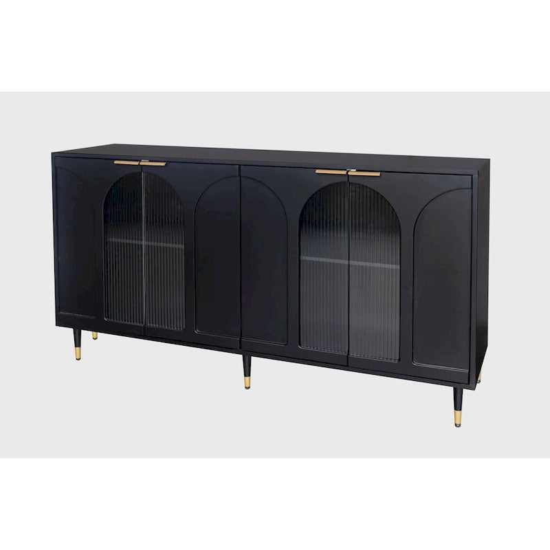 60" Wooden Cabinet with 4 Glass Doors Sideboard Buffet Server Cabinet