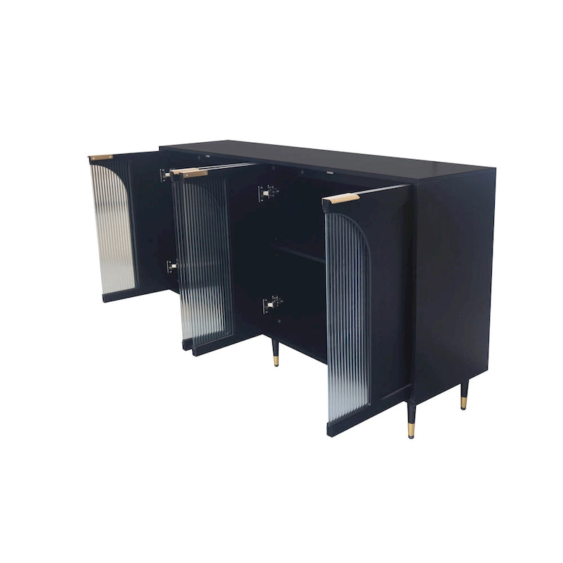 60" Wooden Cabinet with 4 Glass Doors Sideboard Buffet Server Cabinet