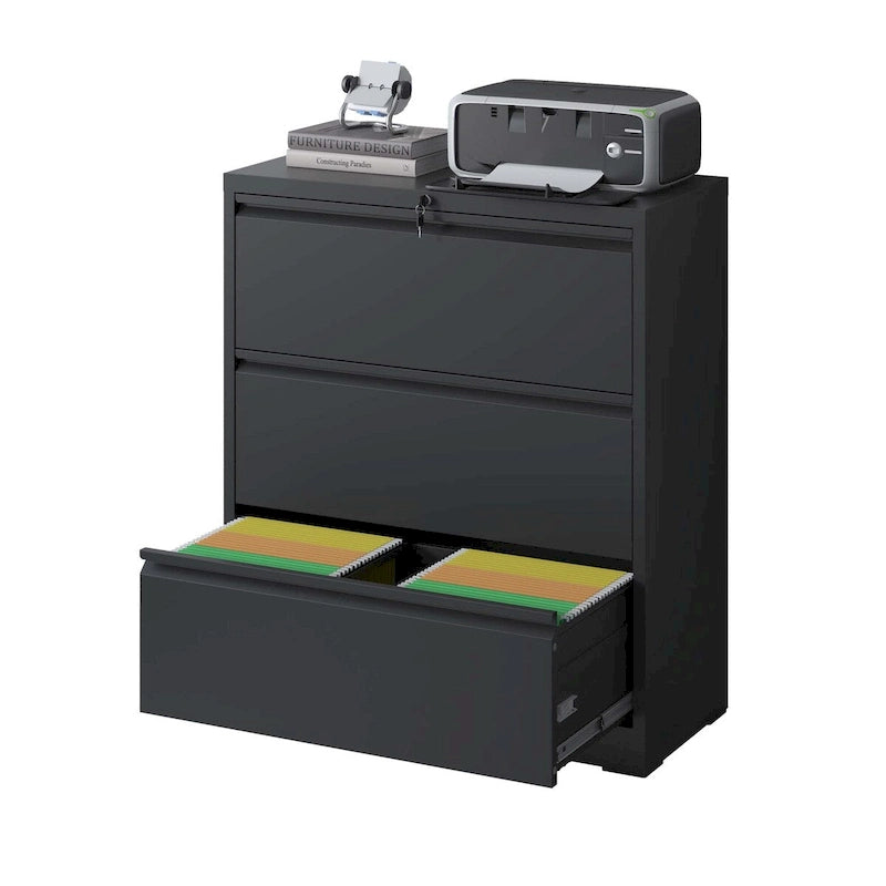 3-Drawer Lateral File Cabinet with Lock for Home Office