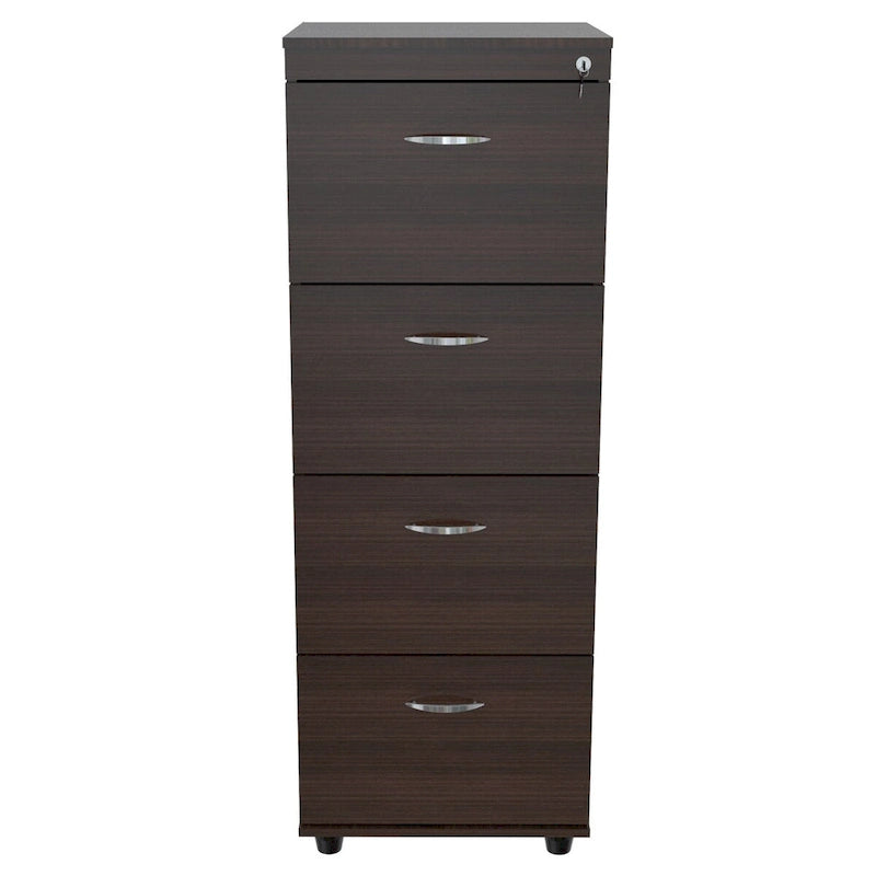 52" Espresso Melamine File Cabinet with 4 Drawers