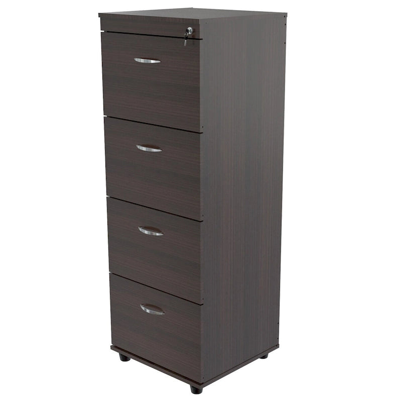 52" Espresso Melamine File Cabinet with 4 Drawers