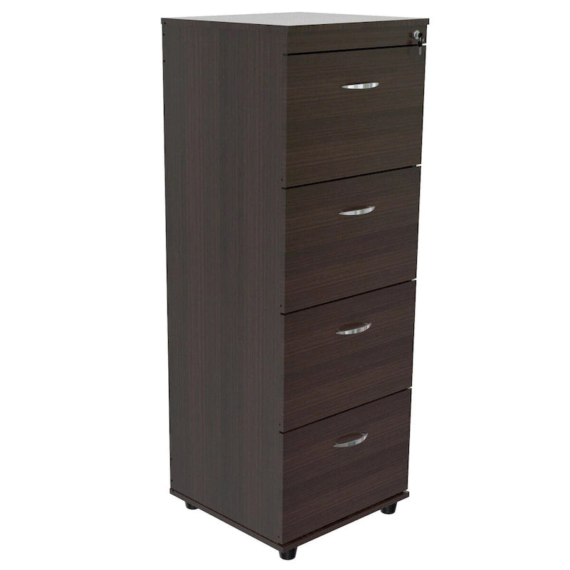 52" Espresso Melamine File Cabinet with 4 Drawers