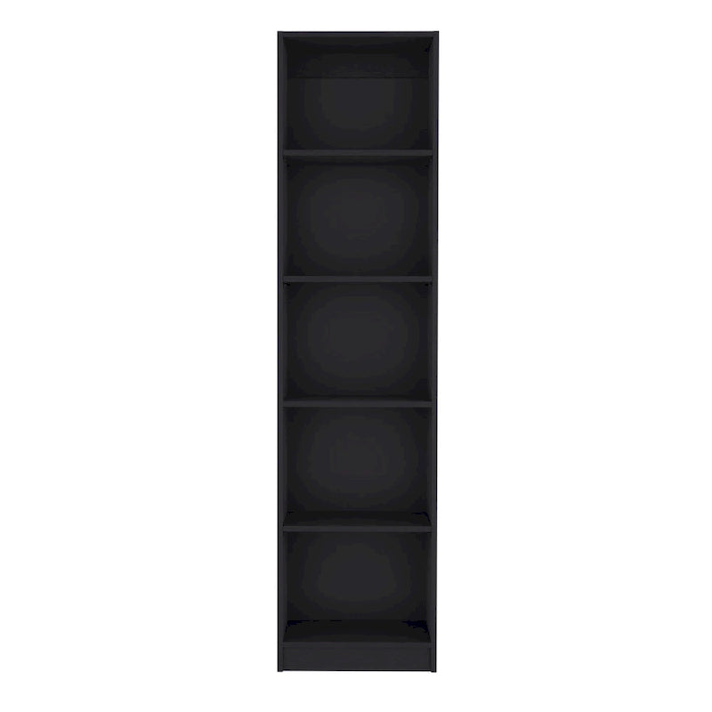 Bookcase with 5-Tier Shelves and Slim Design - Black