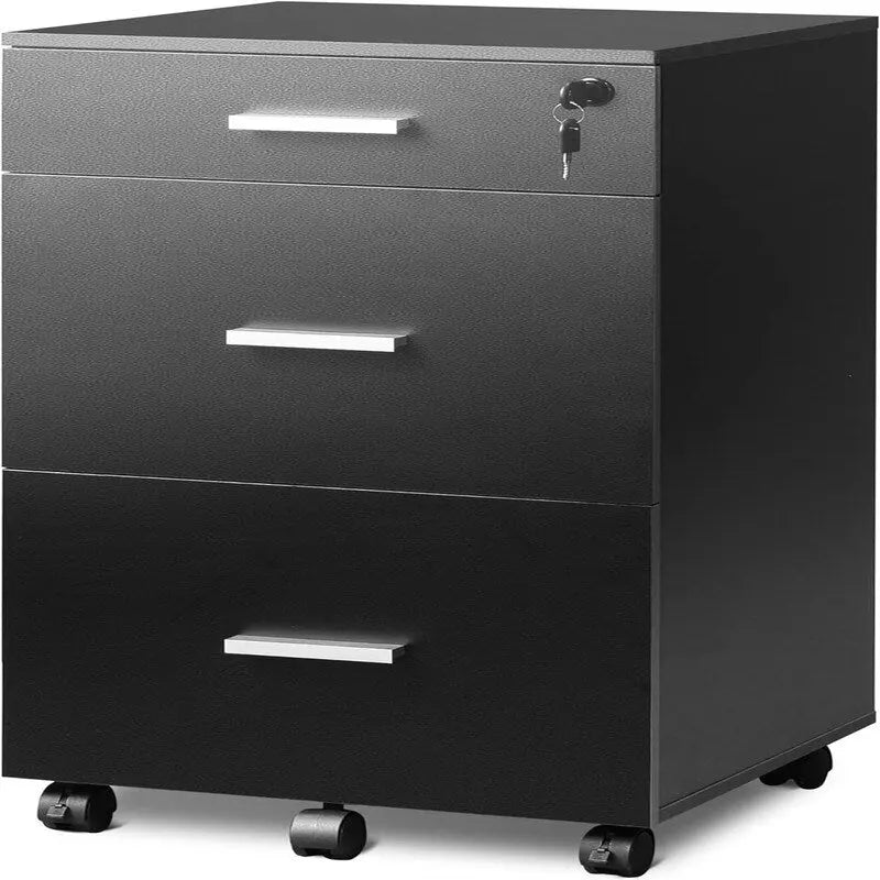 3-Drawer Rolling File Cabinet with Lock