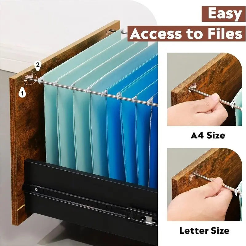 3-Drawer Rolling File Cabinet with Lock
