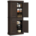 71" Freestanding Kitchen Pantry with 4 Doors and 2 Large Cabinets, Tall Storage Cabinet with Wide Drawer