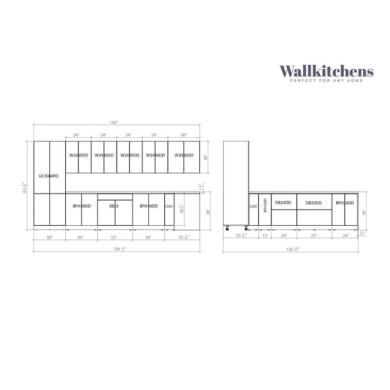Kitchen White Matte Color Base Size 13Ft Wide - 156x127