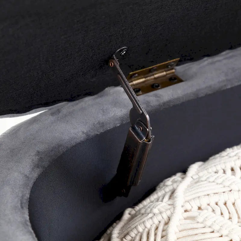 Upholstered End of Bed Bench with Storage and Golden Metal Legs