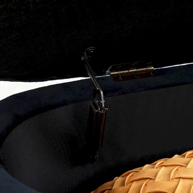 Upholstered End of Bed Bench with Storage and Golden Metal Legs