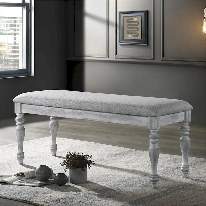Upholstered Dining Bench with Wood Legs