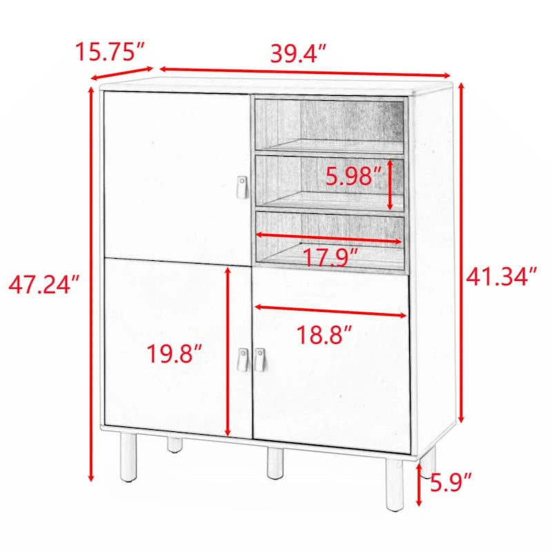 Storage Cabinet with Door – Wooden Sideboard with Adjustable Shelves