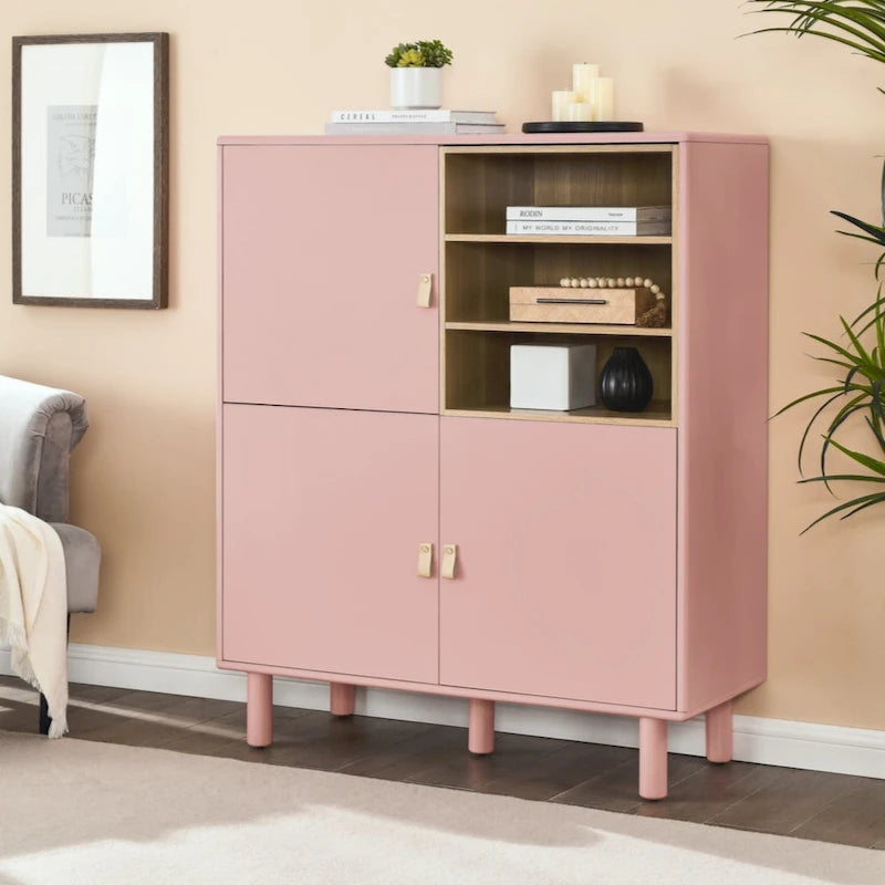 Storage Cabinet with Door – Wooden Sideboard with Adjustable Shelves