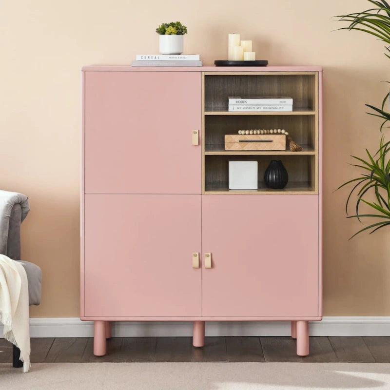 Storage Cabinet with Door – Wooden Sideboard with Adjustable Shelves