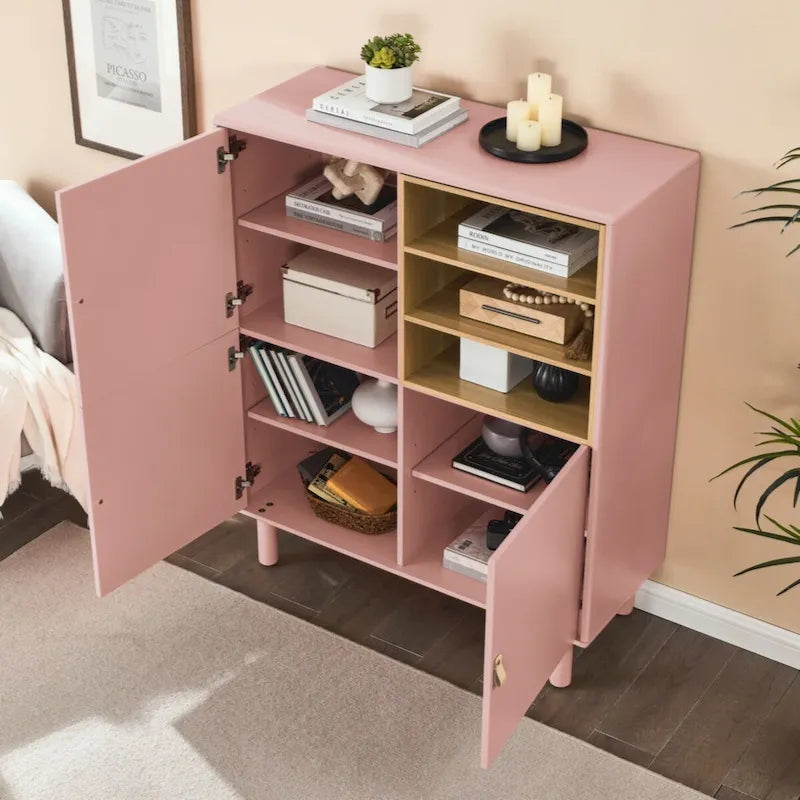 Storage Cabinet with Door – Wooden Sideboard with Adjustable Shelves