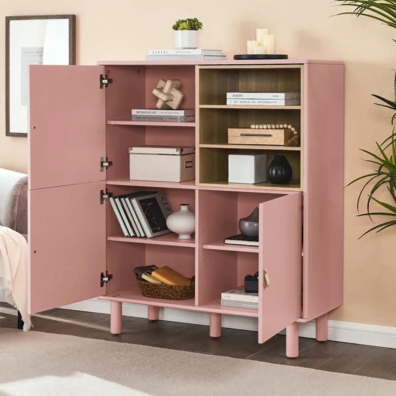 Storage Cabinet with Door – Wooden Sideboard with Adjustable Shelves