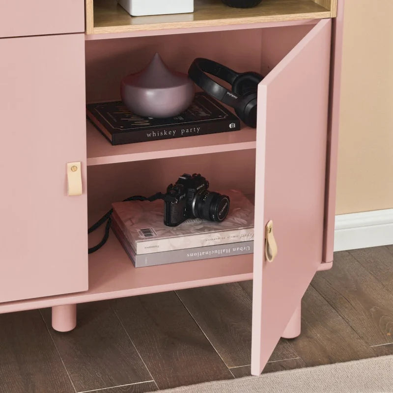 Storage Cabinet with Door – Wooden Sideboard with Adjustable Shelves