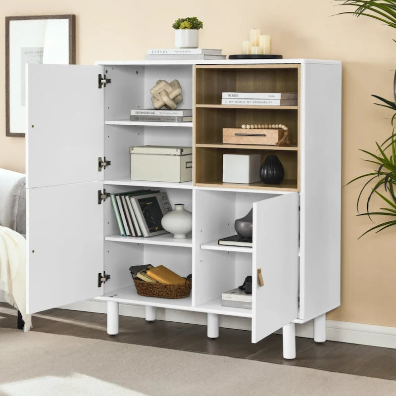 Storage Cabinet with Door – Wooden Sideboard with Adjustable Shelves