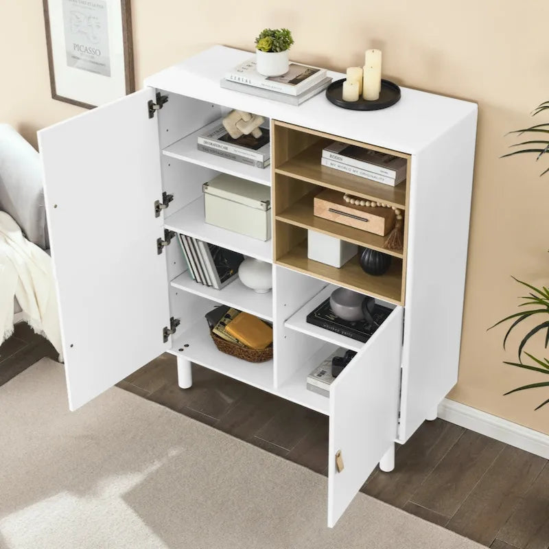 Storage Cabinet with Door – Wooden Sideboard with Adjustable Shelves