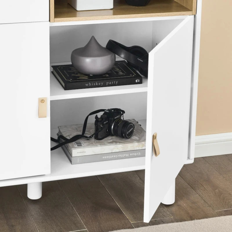 Storage Cabinet with Door – Wooden Sideboard with Adjustable Shelves