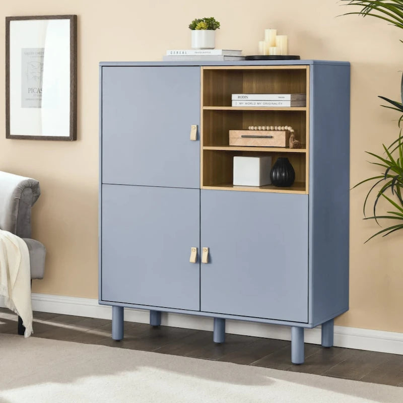 Storage Cabinet with Door – Wooden Sideboard with Adjustable Shelves
