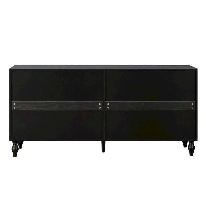 Vintage Carved Symmetrical Cabinet with Black Frame